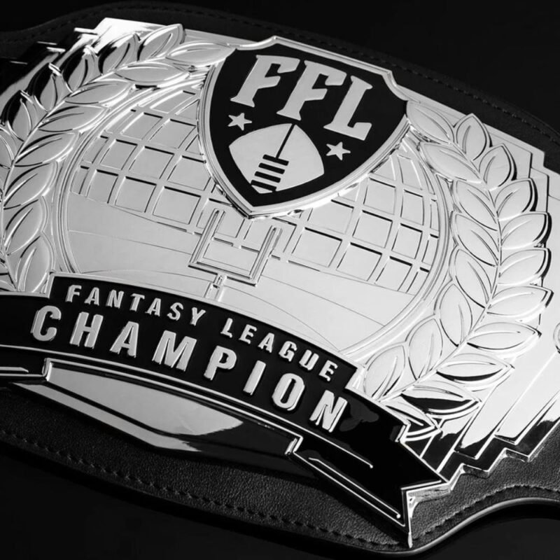 Silver Championship Belt – Fantasy Football League Title Belt (2MM Brass) – side view