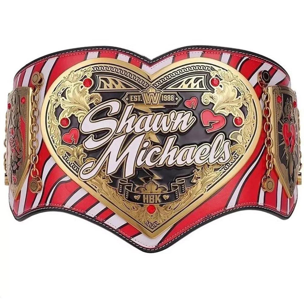 hbk-legacy-belt-front-view HBK Legacy Belt – Shawn Michaels Championship Title Belt (Brass) – front view