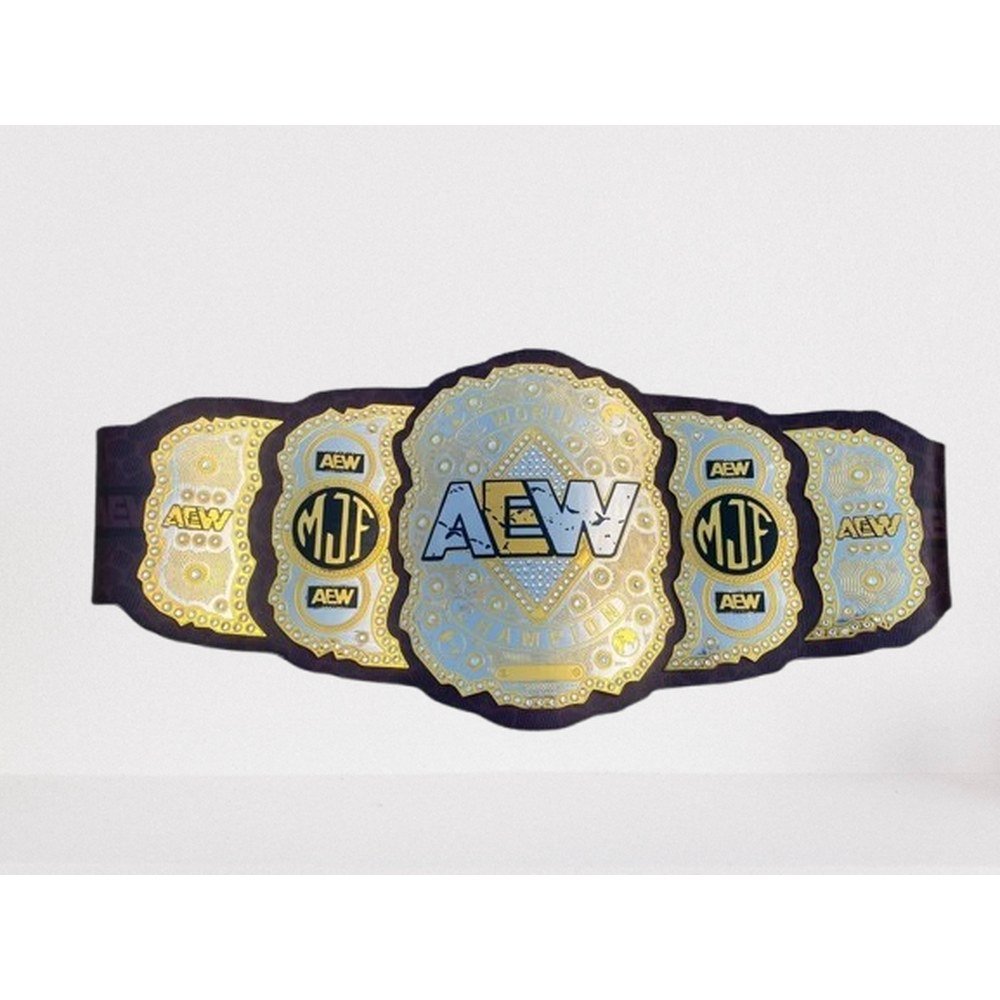 mjf-aew-championship-belt-front-view MJF AEW Championship Belt – Replica Title Belt (2MM/4MM Brass) – front view